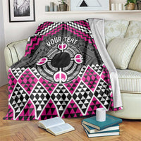 Personalised Aotearoa Niho Taniwha Motif Blanket Pink Style