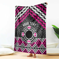 Personalised Aotearoa Niho Taniwha Motif Blanket Pink Style