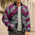 Personalised Aotearoa Niho Taniwha Motif Bomber Puffer Jacket Pink Style - Polynesian Pride