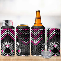 Personalised Aotearoa Niho Taniwha Motif 4 in 1 Can Cooler Tumbler Pink Style