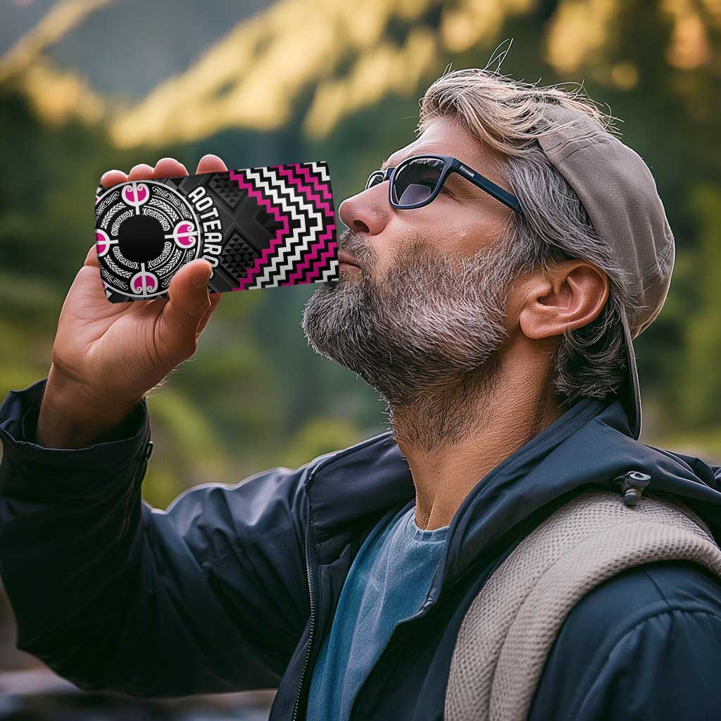 Personalised Aotearoa Niho Taniwha Motif 4 in 1 Can Cooler Tumbler Pink Style