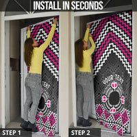 Personalised Aotearoa Niho Taniwha Motif Door Cover Pink Style - Polynesian Pride