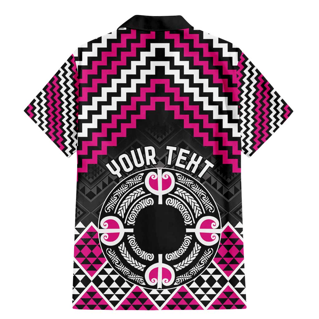 Personalised Aotearoa Niho Taniwha Motif Family Matching Mermaid Dress and Hawaiian Shirt Pink Style