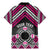Personalised Aotearoa Niho Taniwha Motif Family Matching Mermaid Dress and Hawaiian Shirt Pink Style