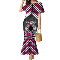 Personalised Aotearoa Niho Taniwha Motif Family Matching Mermaid Dress and Hawaiian Shirt Pink Style
