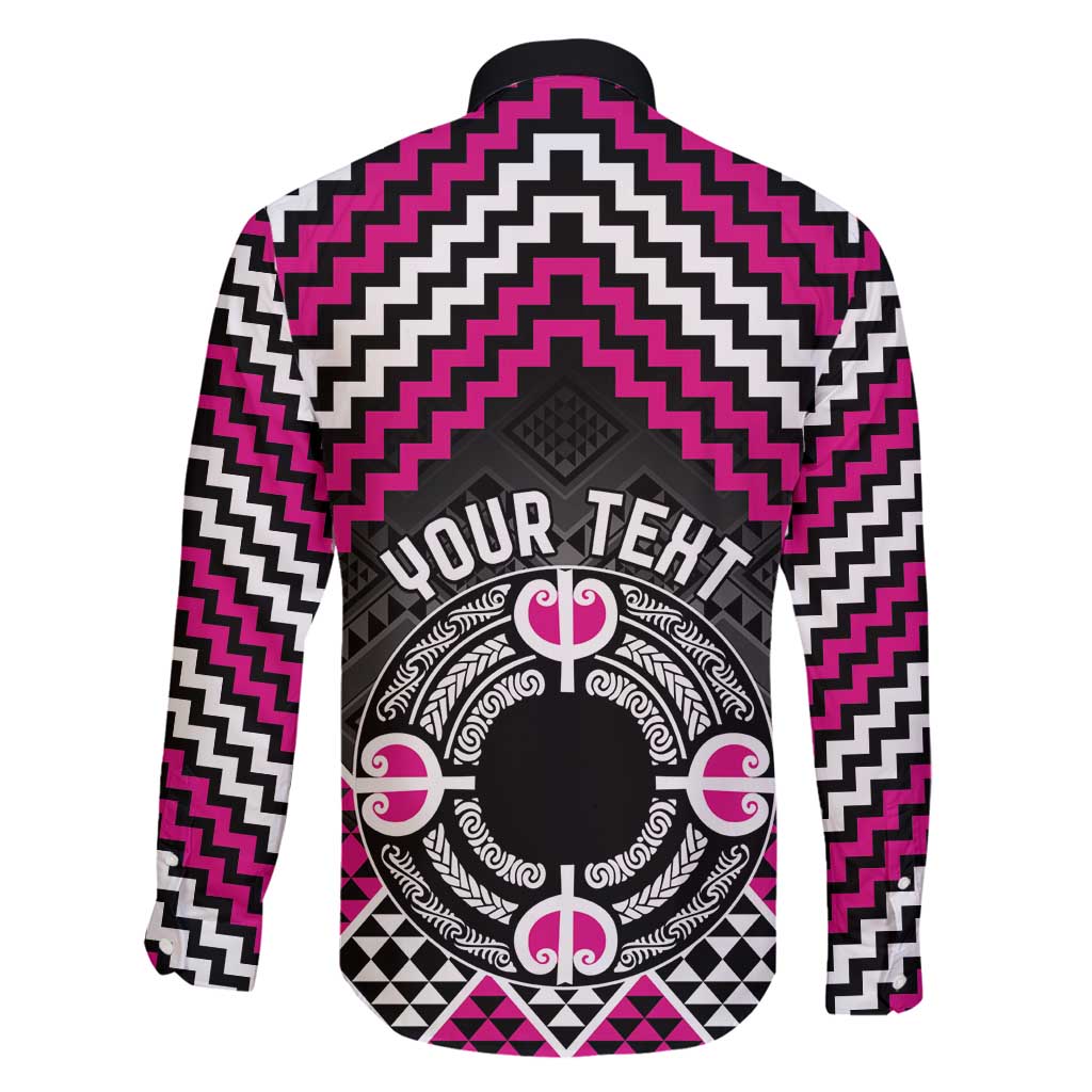 Personalised Aotearoa Niho Taniwha Motif Family Matching Puletasi and Hawaiian Shirt Pink Style