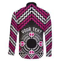 Personalised Aotearoa Niho Taniwha Motif Family Matching Summer Maxi Dress and Hawaiian Shirt Pink Style