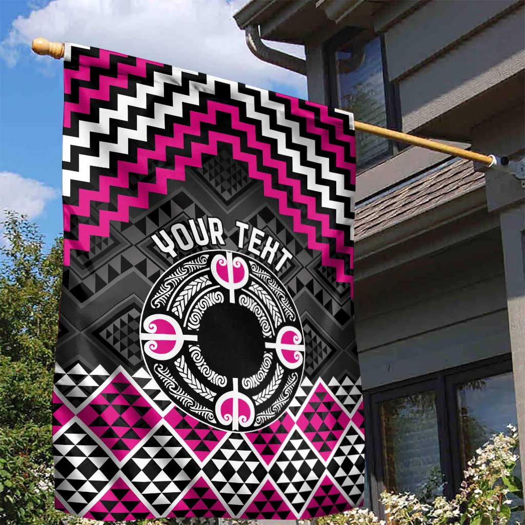Personalised Aotearoa Niho Taniwha Motif Garden Flag Pink Style