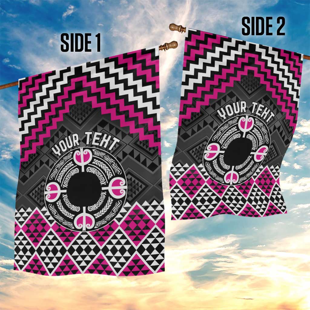 Personalised Aotearoa Niho Taniwha Motif Garden Flag Pink Style