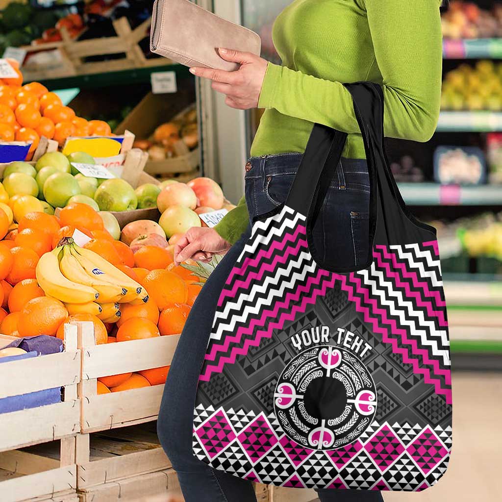 Personalised Aotearoa Niho Taniwha Motif Grocery Bag Pink Style