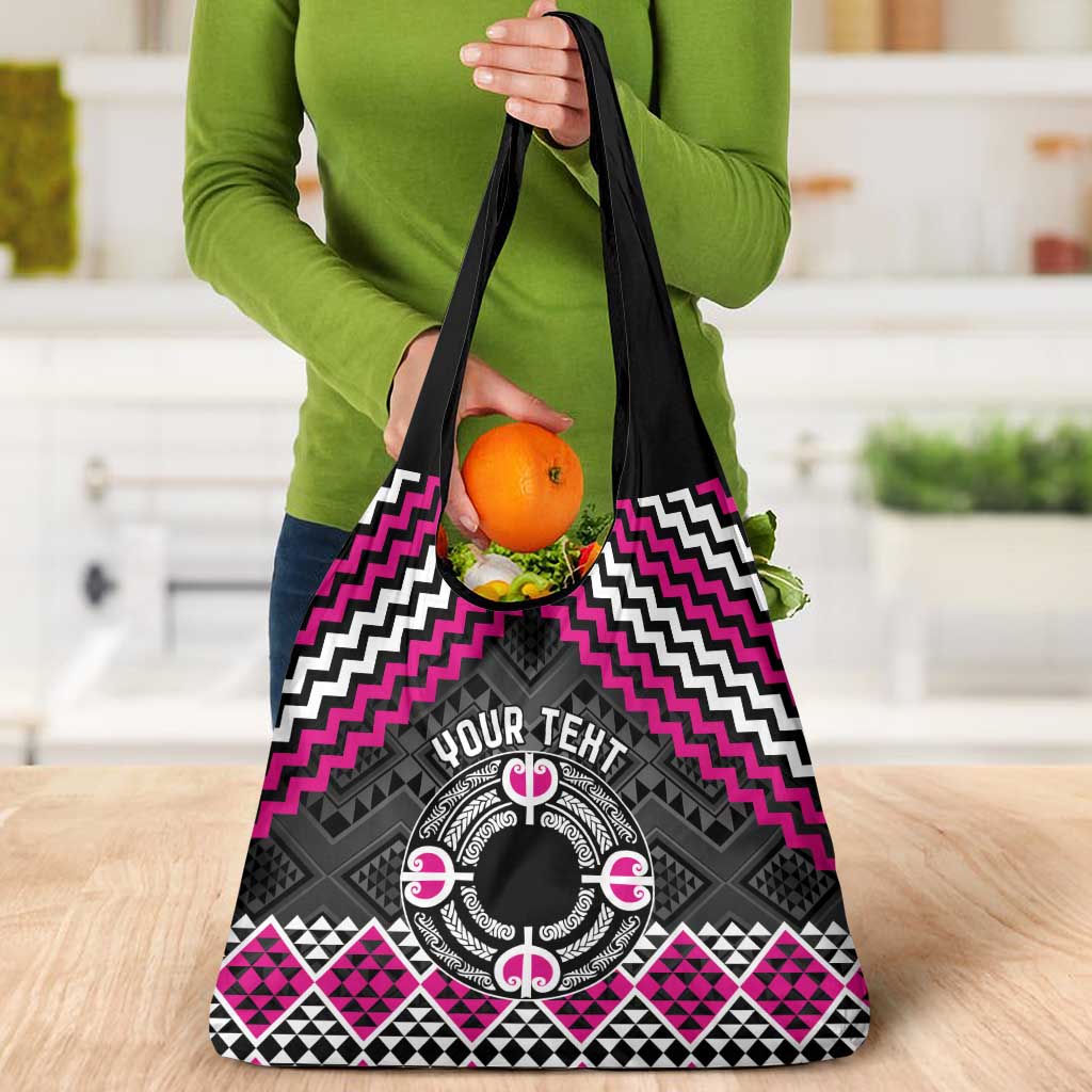 Personalised Aotearoa Niho Taniwha Motif Grocery Bag Pink Style