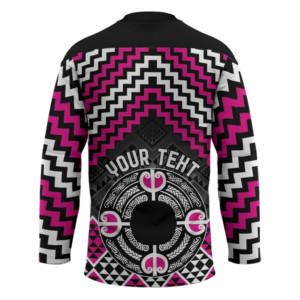 Personalised Aotearoa Niho Taniwha Motif Hockey Jersey Pink Style - Polynesian Pride
