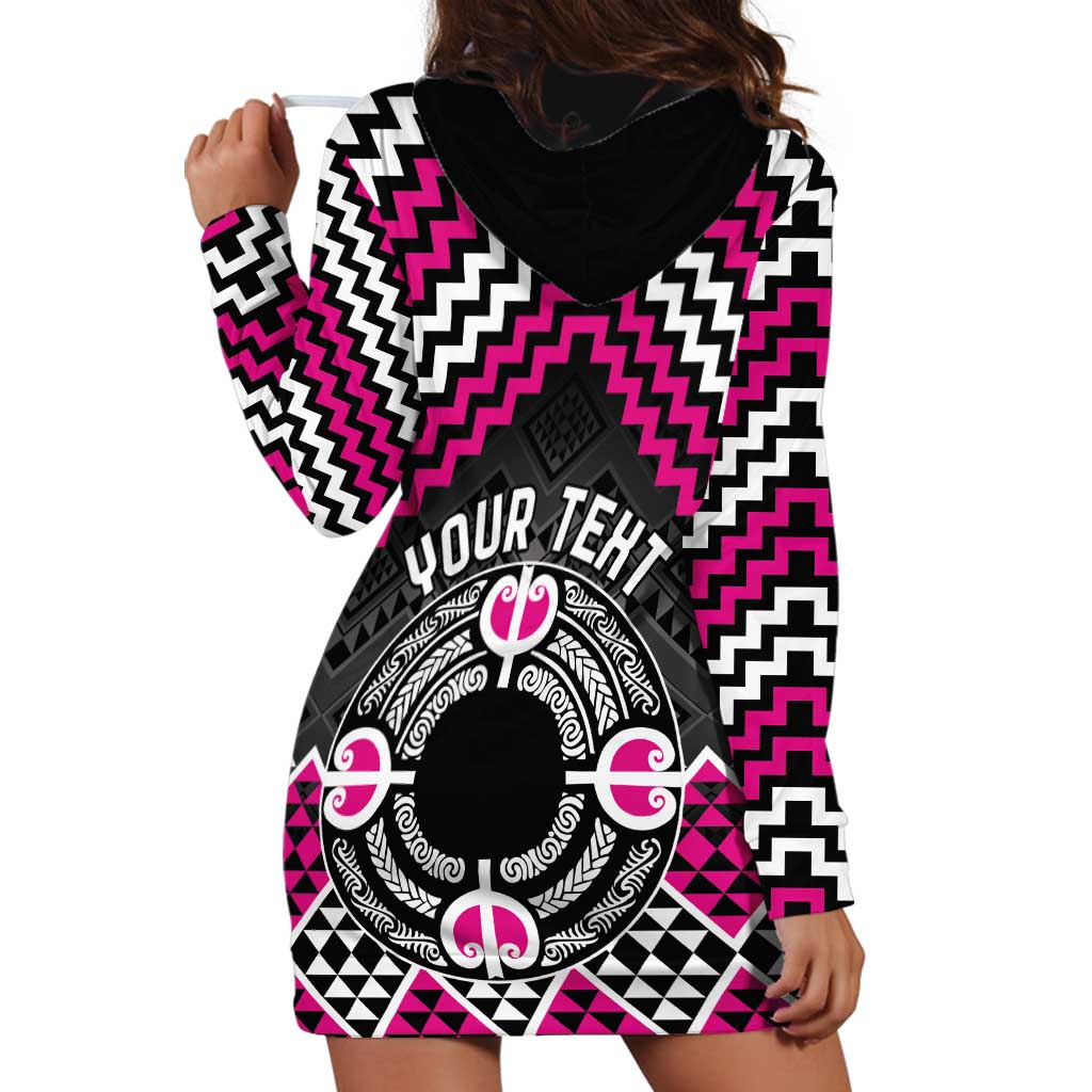 Personalised Aotearoa Niho Taniwha Motif Hoodie Dress Pink Style
