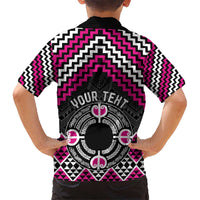 Personalised Aotearoa Niho Taniwha Motif Kid Hawaiian Shirt Pink Style