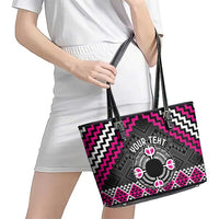 Personalised Aotearoa Niho Taniwha Motif Leather Tote Bag Pink Style