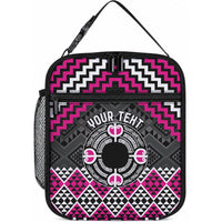 Personalised Aotearoa Niho Taniwha Motif Lunch Bag Pink Style LT9 10.2 × 8.3 × 4.3 inch Pink - Polynesian Pride