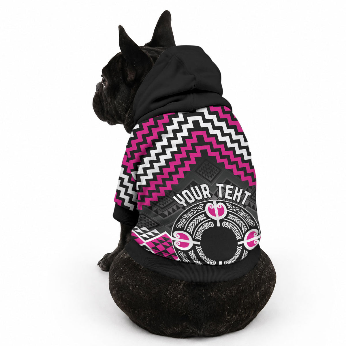 Personalised Aotearoa Niho Taniwha Motif Pet Hoodie Pink Style LT9 - Polynesian Pride
