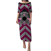 Personalised Aotearoa Niho Taniwha Motif Puletasi Pink Style
