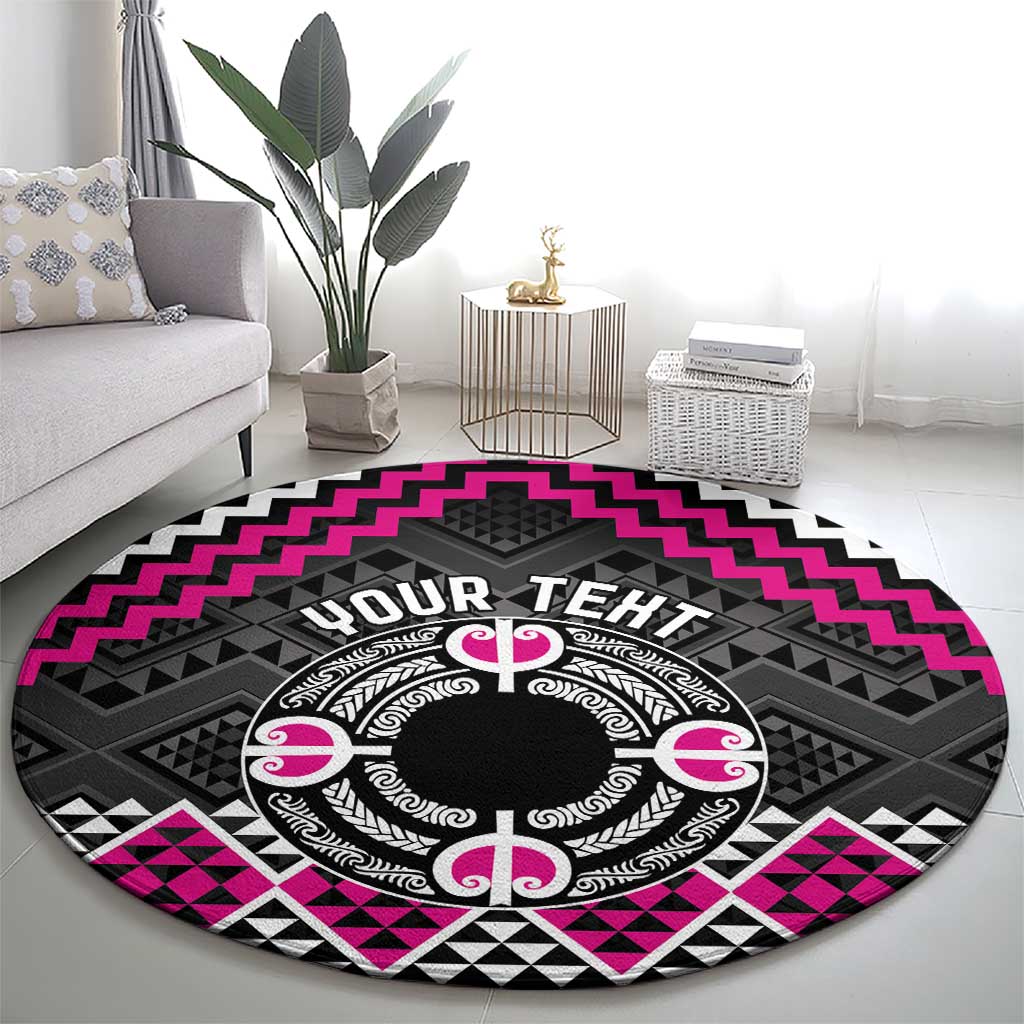 Personalised Aotearoa Niho Taniwha Motif Round Carpet Pink Style