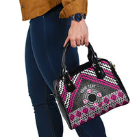 Personalised Aotearoa Niho Taniwha Motif Shoulder Handbag Pink Style