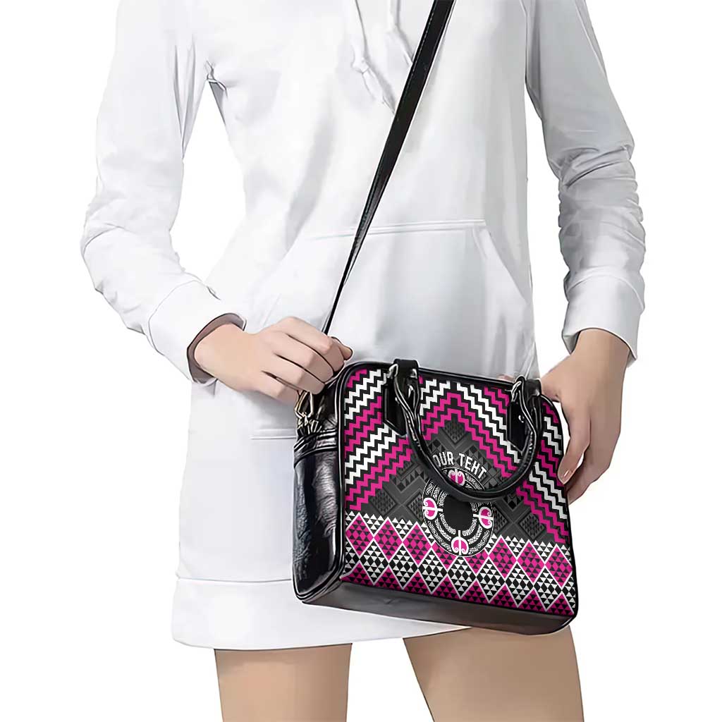 Personalised Aotearoa Niho Taniwha Motif Shoulder Handbag Pink Style
