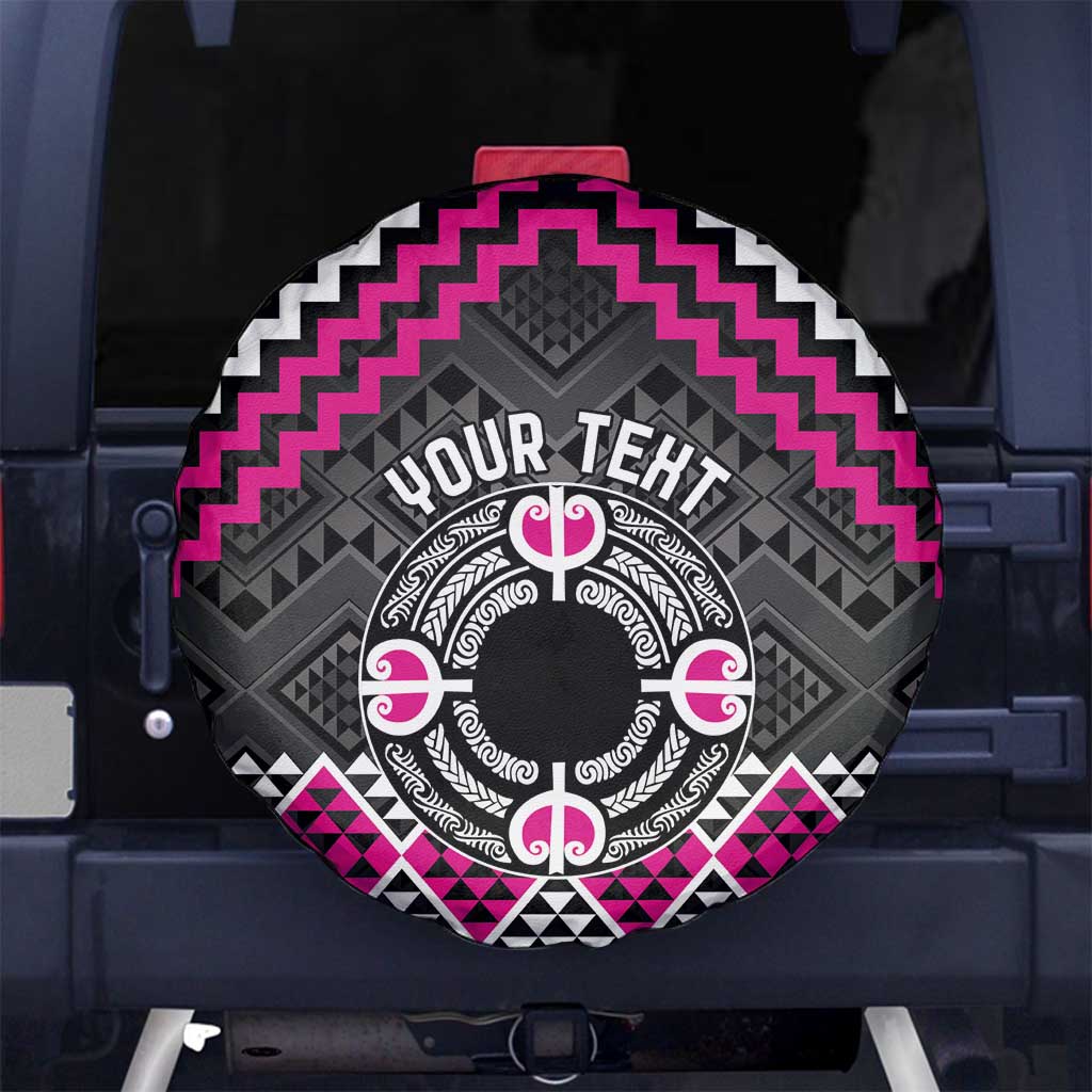 Personalised Aotearoa Niho Taniwha Motif Spare Tire Cover Pink Style
