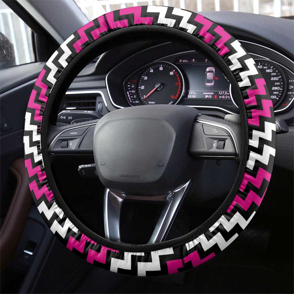 Aotearoa Niho Taniwha Motif Steering Wheel Cover Pink Style