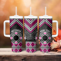 Personalised Aotearoa Niho Taniwha Motif Tumbler With Handle Pink Style