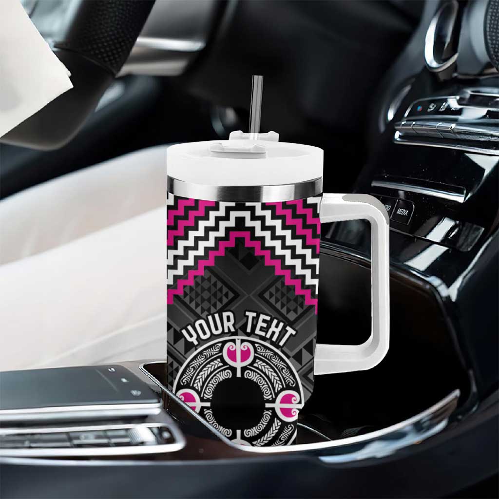 Personalised Aotearoa Niho Taniwha Motif Tumbler With Handle Pink Style