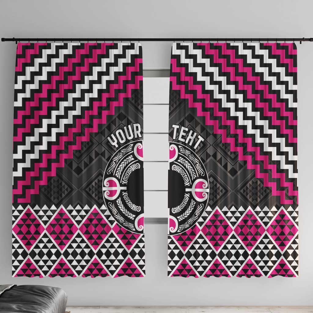 Personalised Aotearoa Niho Taniwha Motif Window Curtain Pink Style