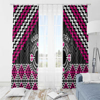 Personalised Aotearoa Niho Taniwha Motif Window Curtain Pink Style