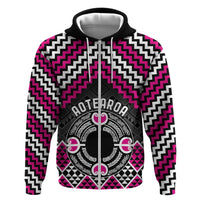 Personalised Aotearoa Niho Taniwha Motif Zip Hoodie Pink Style