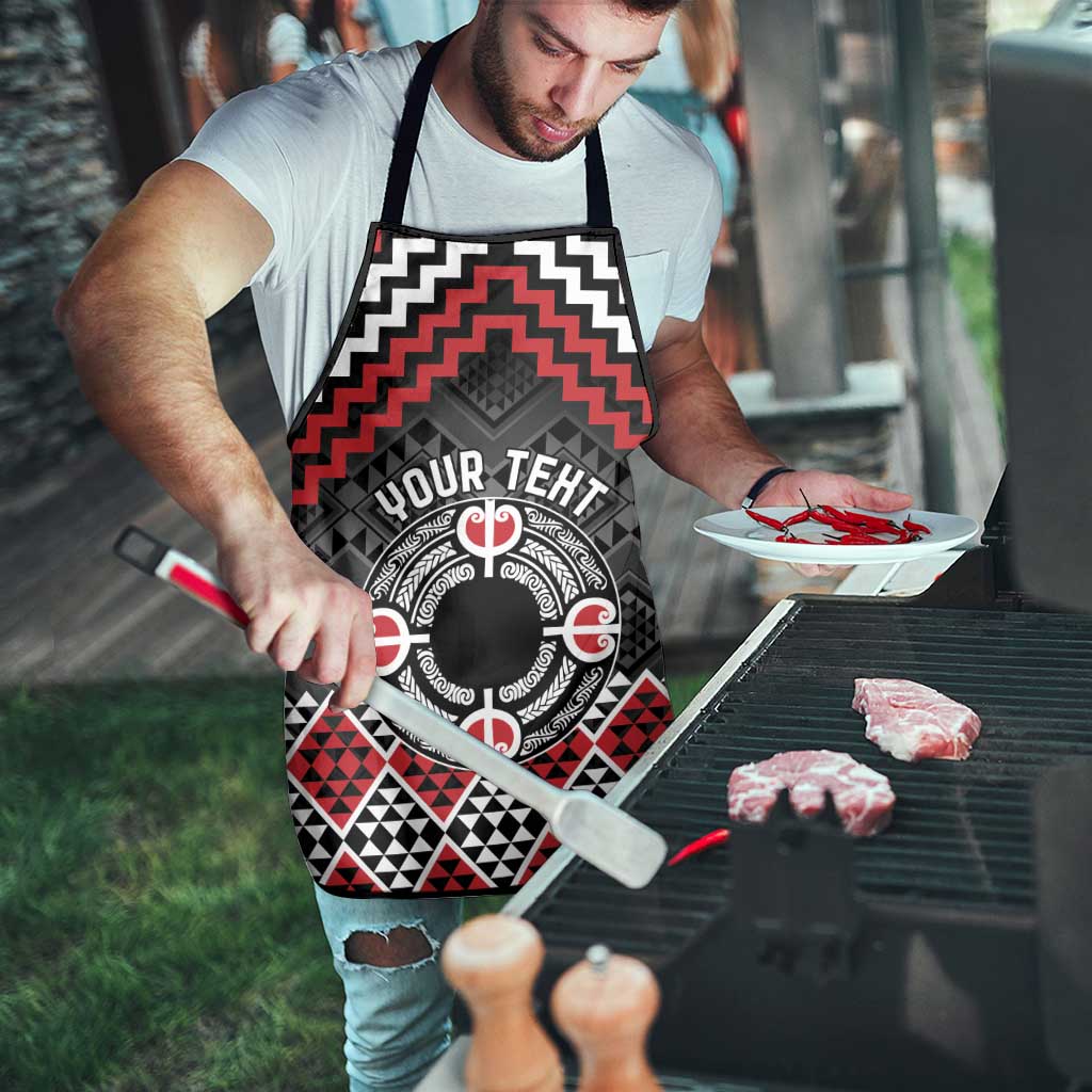 Personalised Aotearoa Niho Taniwha Motif Apron Red Style - Polynesian Pride