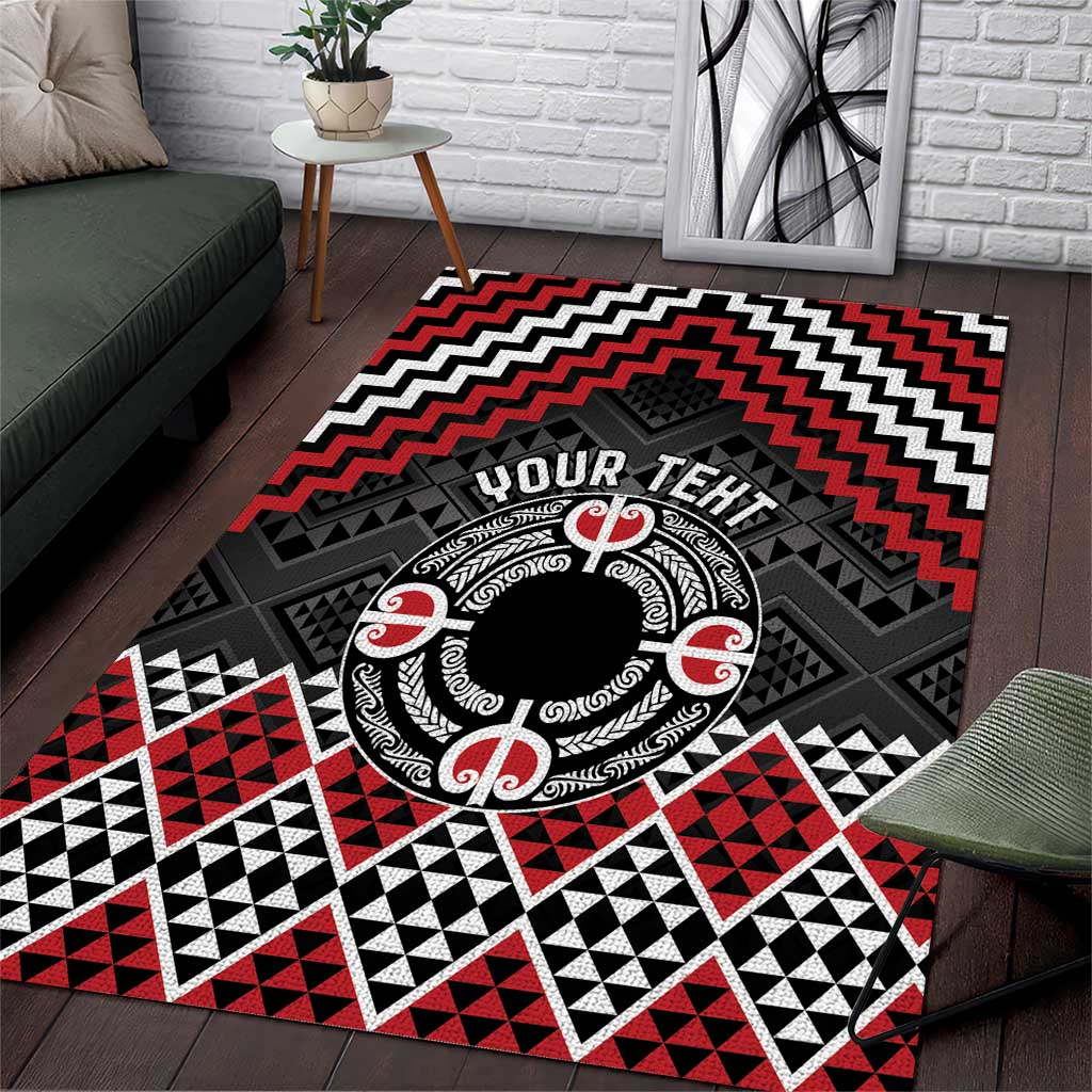 Personalised Aotearoa Niho Taniwha Motif Area Rug Red Style