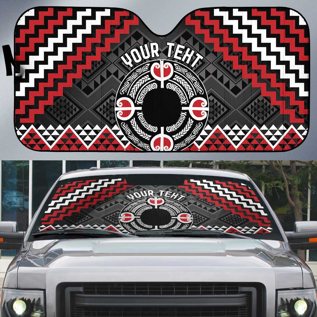 Personalised Aotearoa Niho Taniwha Motif Auto Sun Shade Red Style LT9 Red - Polynesian Pride