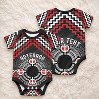 Personalised Aotearoa Niho Taniwha Motif Baby Onesie Red Style LT9 - Polynesian Pride