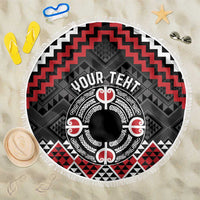 Personalised Aotearoa Niho Taniwha Motif Beach Blanket Red Style