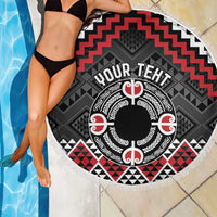 Personalised Aotearoa Niho Taniwha Motif Beach Blanket Red Style