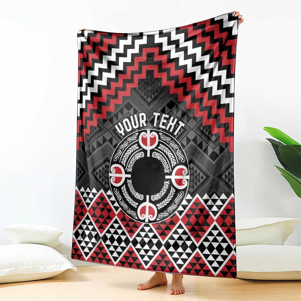 Personalised Aotearoa Niho Taniwha Motif Blanket Red Style