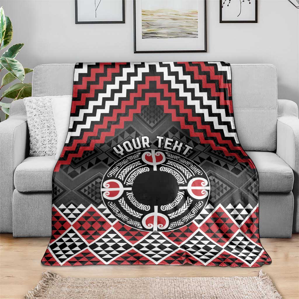 Personalised Aotearoa Niho Taniwha Motif Blanket Red Style