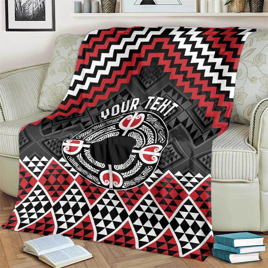 Personalised Aotearoa Niho Taniwha Motif Blanket Red Style