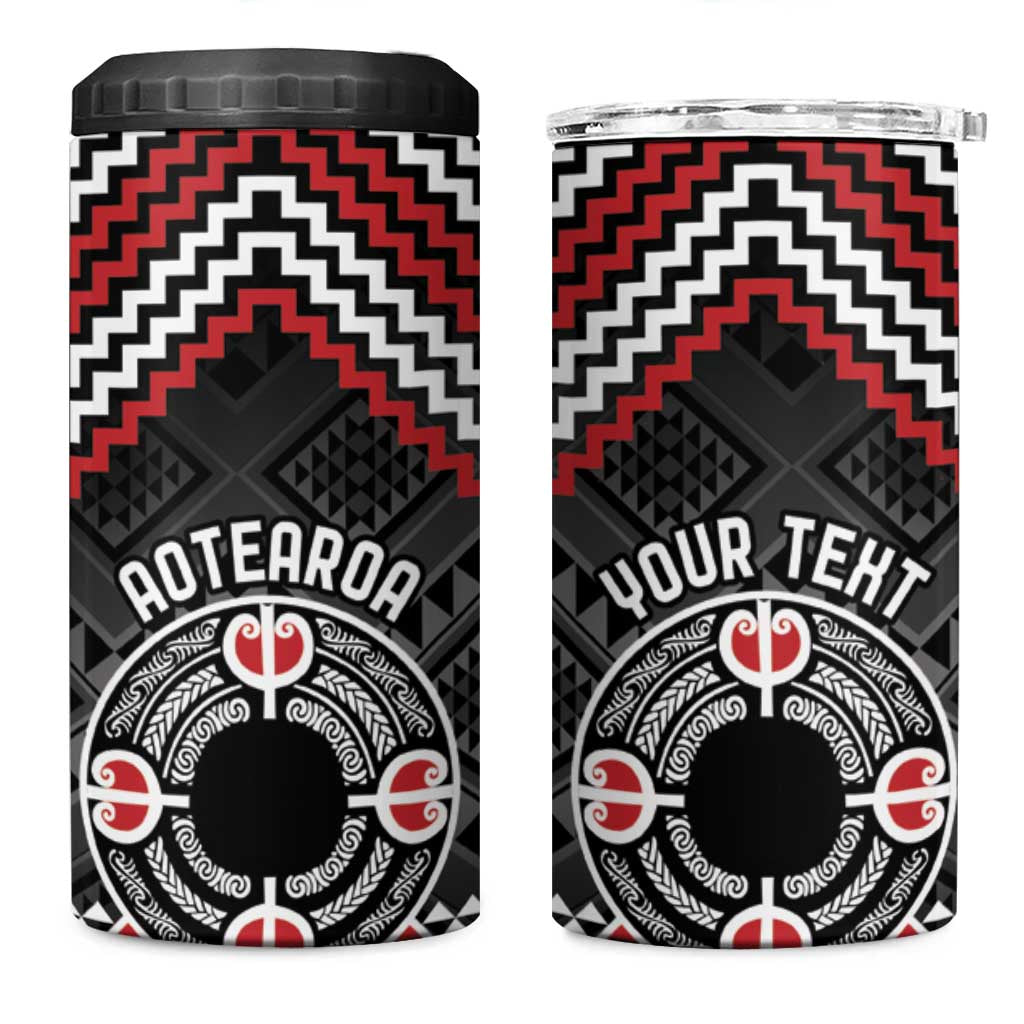 Personalised Aotearoa Niho Taniwha Motif 4 in 1 Can Cooler Tumbler Red Style
