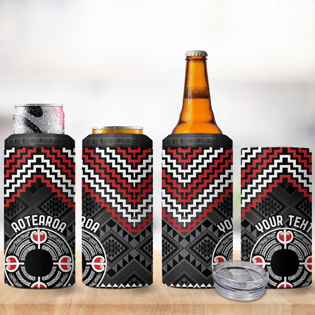 Personalised Aotearoa Niho Taniwha Motif 4 in 1 Can Cooler Tumbler Red Style