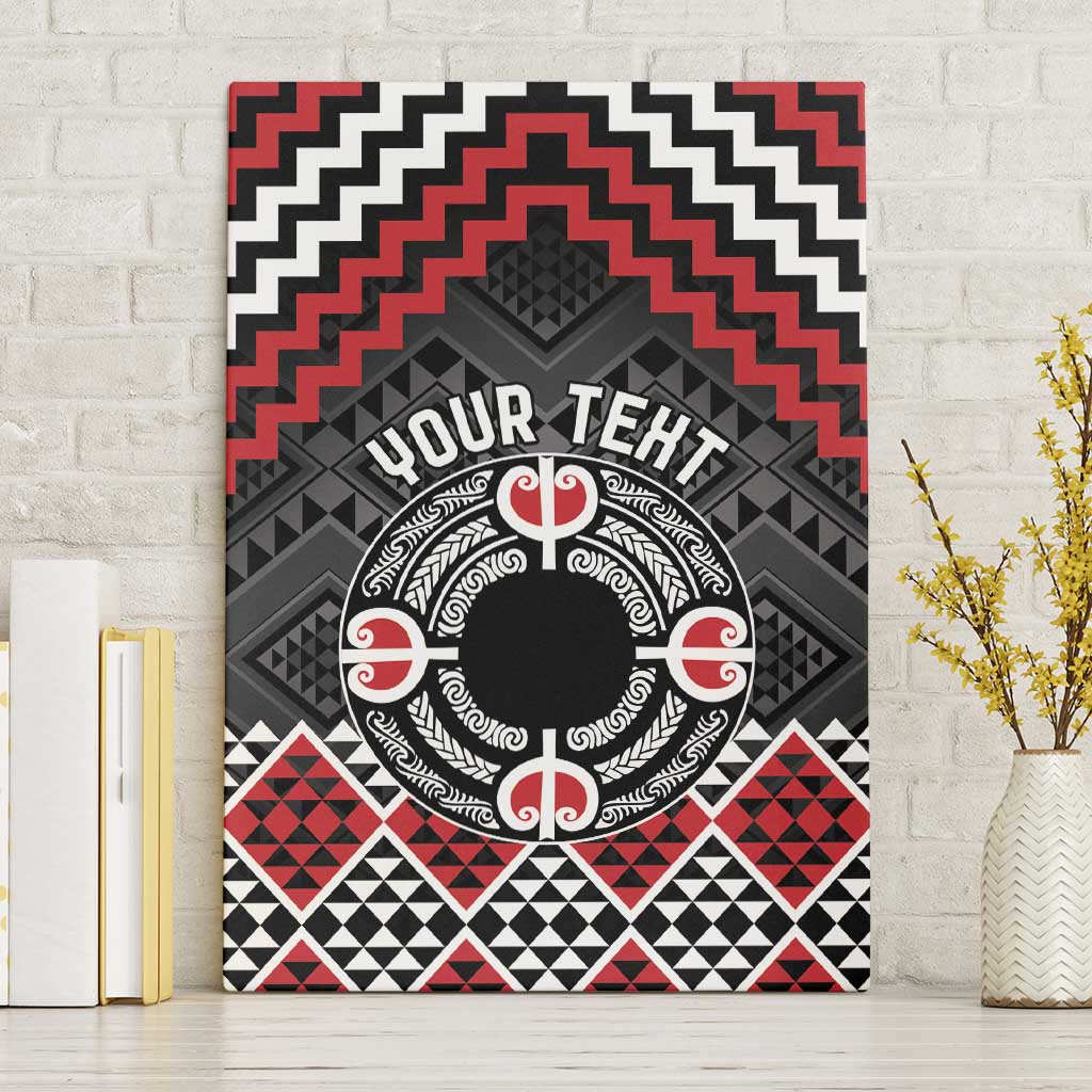 Personalised Aotearoa Niho Taniwha Motif Canvas Wall Art Red Style