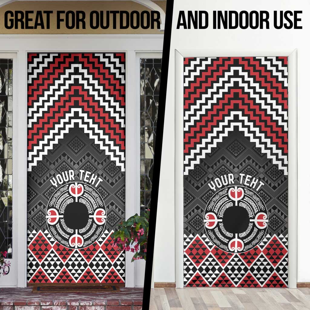 Personalised Aotearoa Niho Taniwha Motif Door Cover Red Style - Polynesian Pride