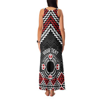 Personalised Aotearoa Niho Taniwha Motif Family Matching Tank Maxi Dress and Hawaiian Shirt Red Style