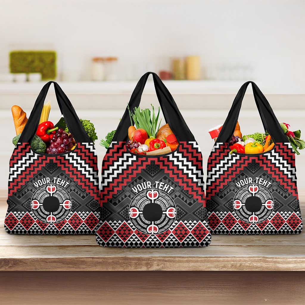 Personalised Aotearoa Niho Taniwha Motif Grocery Bag Red Style