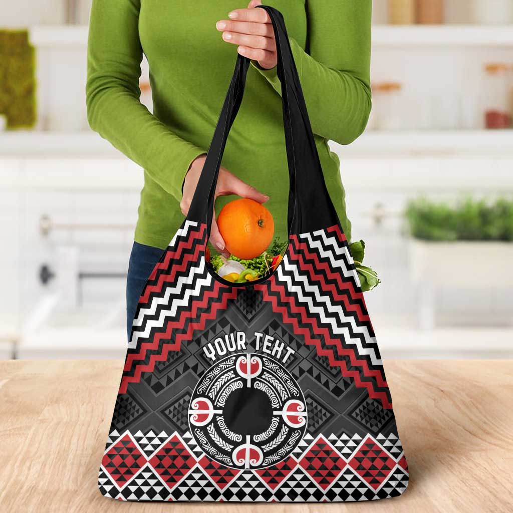 Personalised Aotearoa Niho Taniwha Motif Grocery Bag Red Style