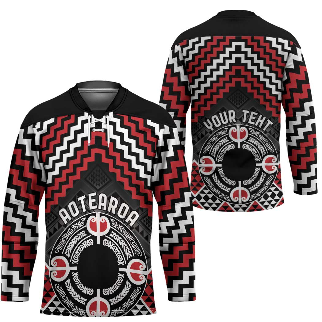 Personalised Aotearoa Niho Taniwha Motif Hockey Jersey Red Style - Polynesian Pride