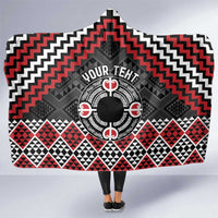 Personalised Aotearoa Niho Taniwha Motif Hooded Blanket Red Style